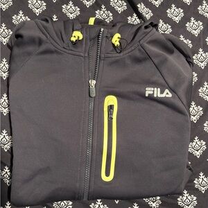 Fila Black Hoodie with Neon Yellow Details